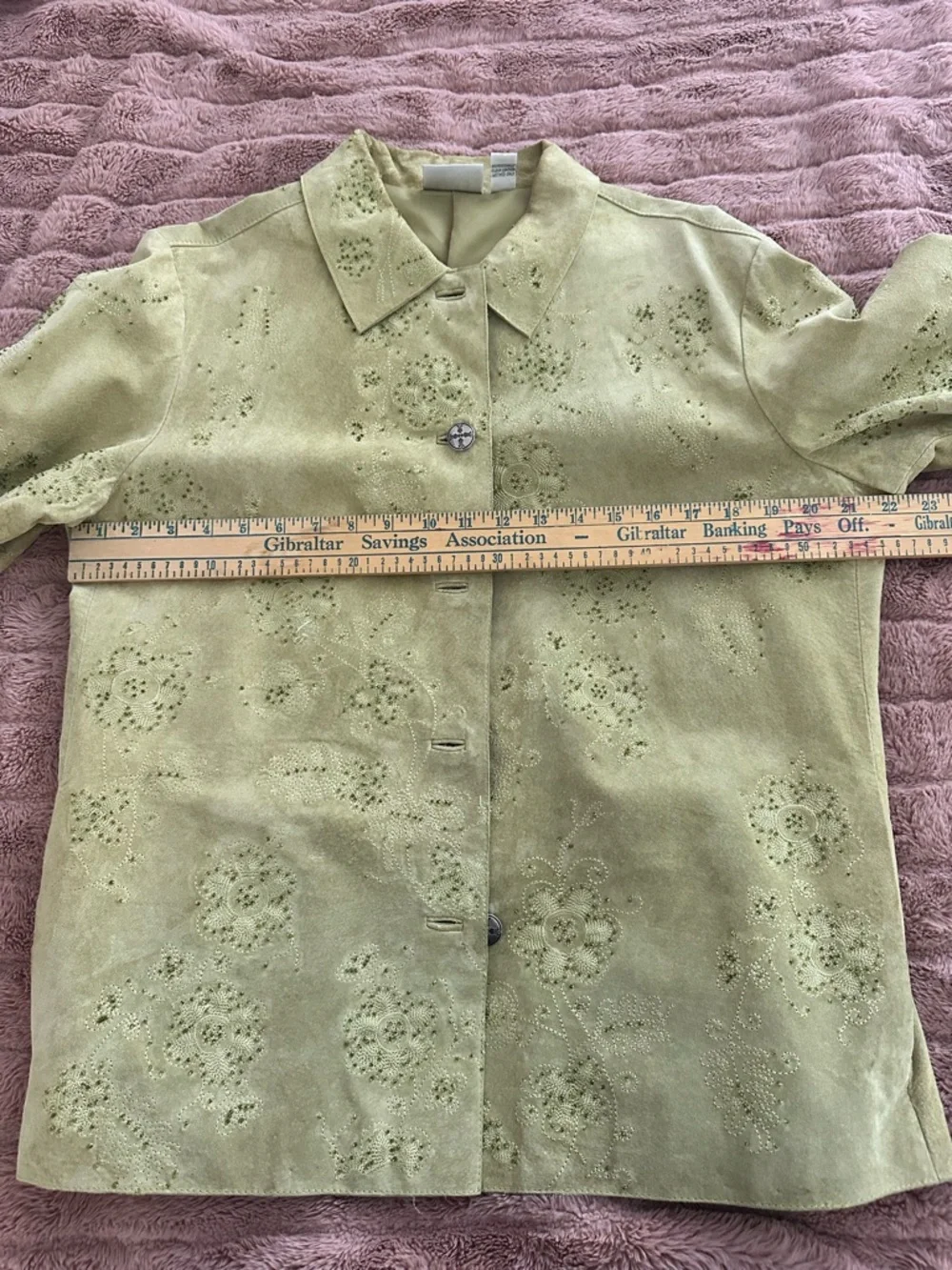 Chico's Chartreuse Suede Button-Front Jacket